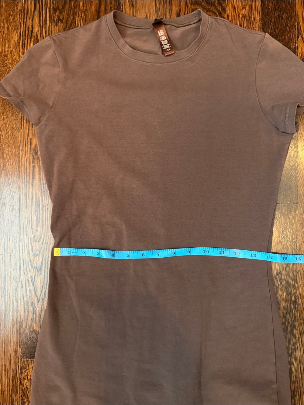 SKIMS Chocolate Brown Short-Sleeve Maxi Dress with Slit in Back - Picture 7 of 12